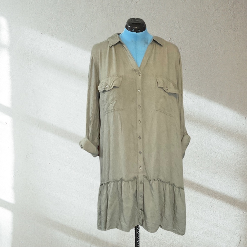 SO Ruffled Shirt Dress | 3X